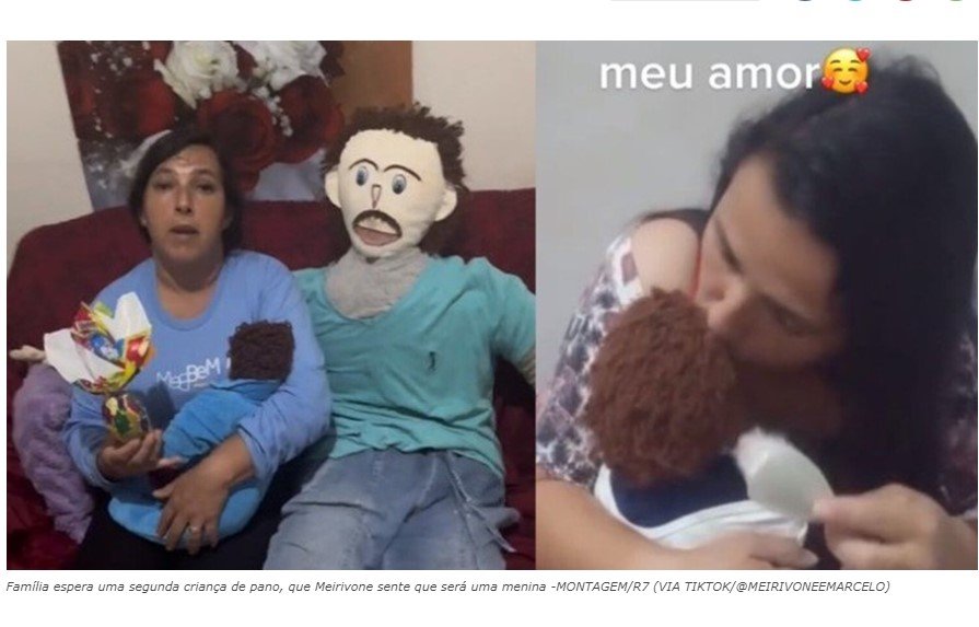 Brasileira casada com boneco de pano anuncia gravidez do 2º filho