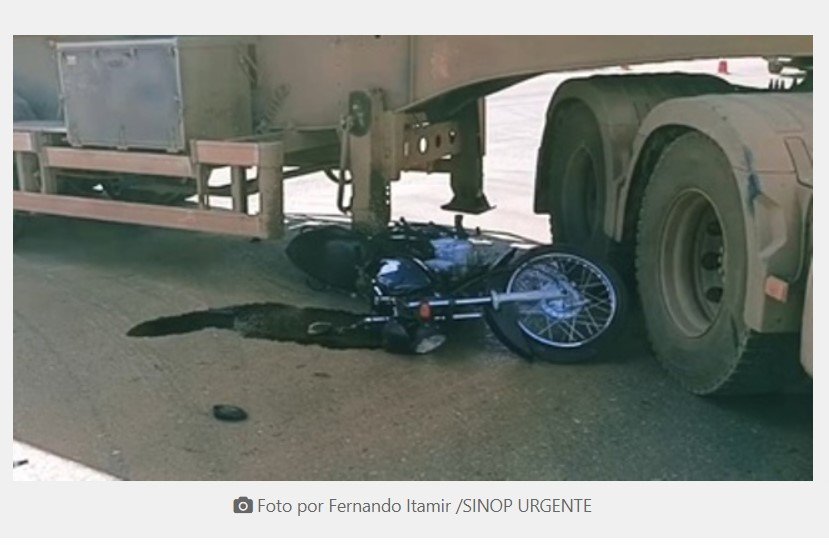 Motociclista e passageiro ficam feridos em acidente na lateral da BR-163