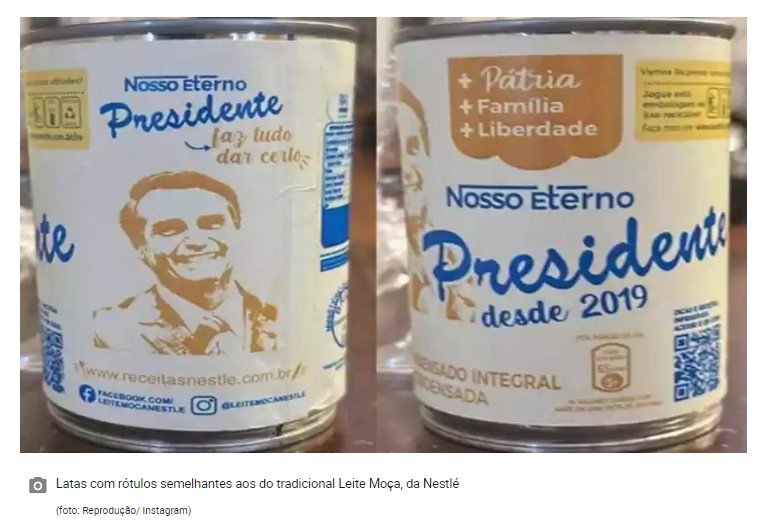 Bolsonaro ganha lata de leite condensado personalizada