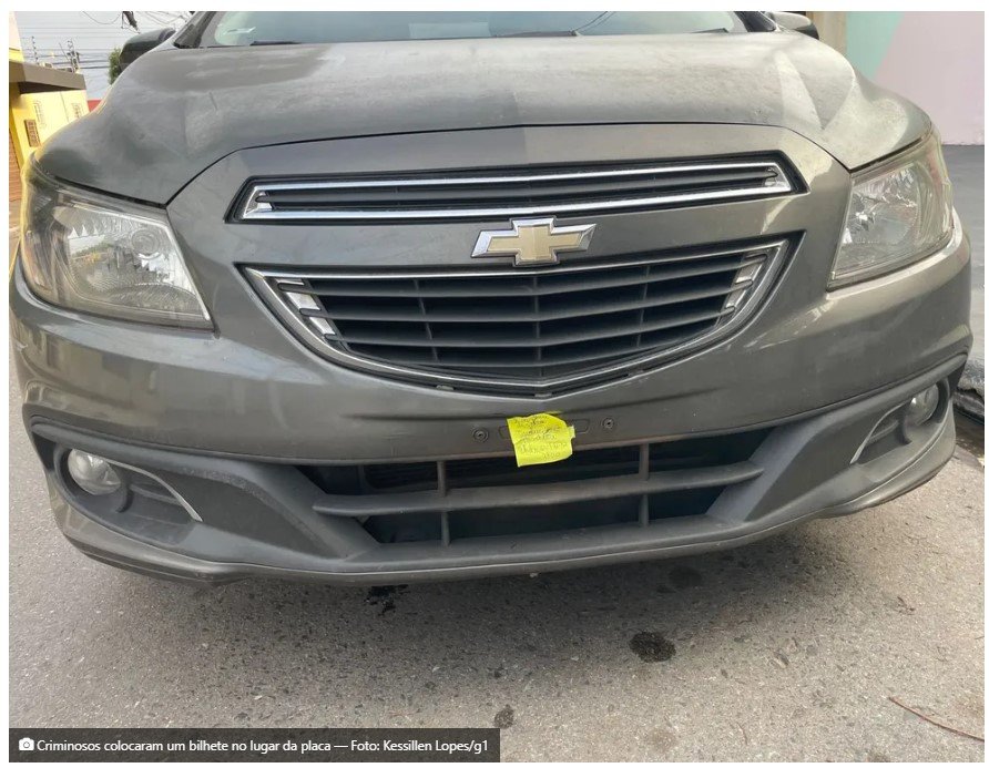 Criminosos furtam placas de carros em MT e deixam bilhete pedindo ‘resgate’