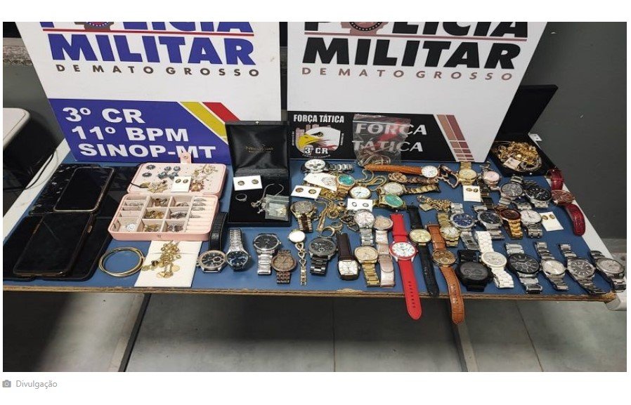 Cinco pessoas são presas por roubo e PM recupera R$ 700 mil em joias e relógios em MT
