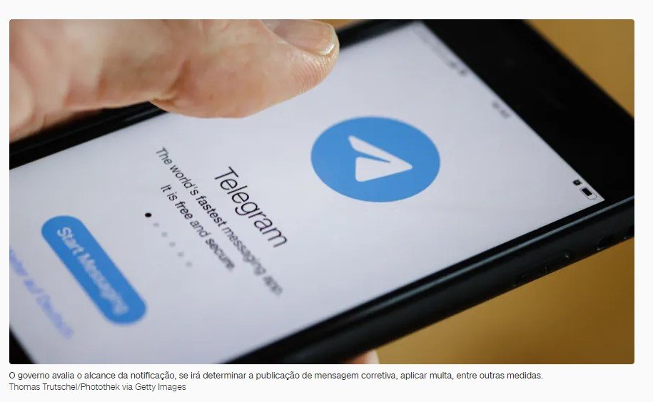 Governo deve notificar Telegram por envio de mensagem contra o PL das Fake News e avalia aplicação de multa