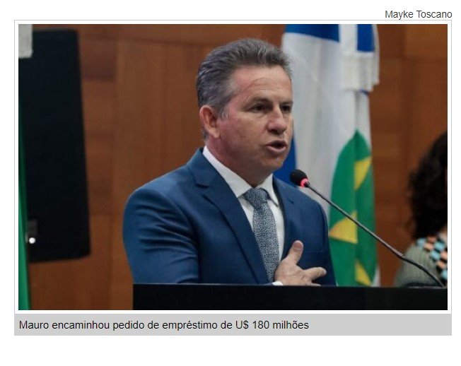 Mauro encaminha à Assembleia pedido de empréstimo de 180 milhões de dólares