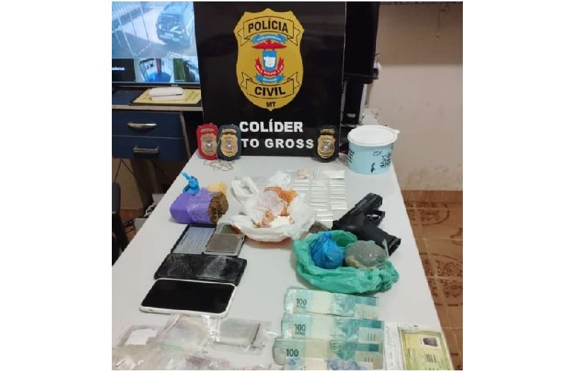 Policiais civis de Colíder flagram ponto de tráfico, apreendem drogas e arma e dois suspeitos são detidos em flagrante