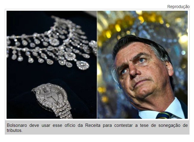 Receita diz que joias sauditas dadas a Bolsonaro são isentas de impostos