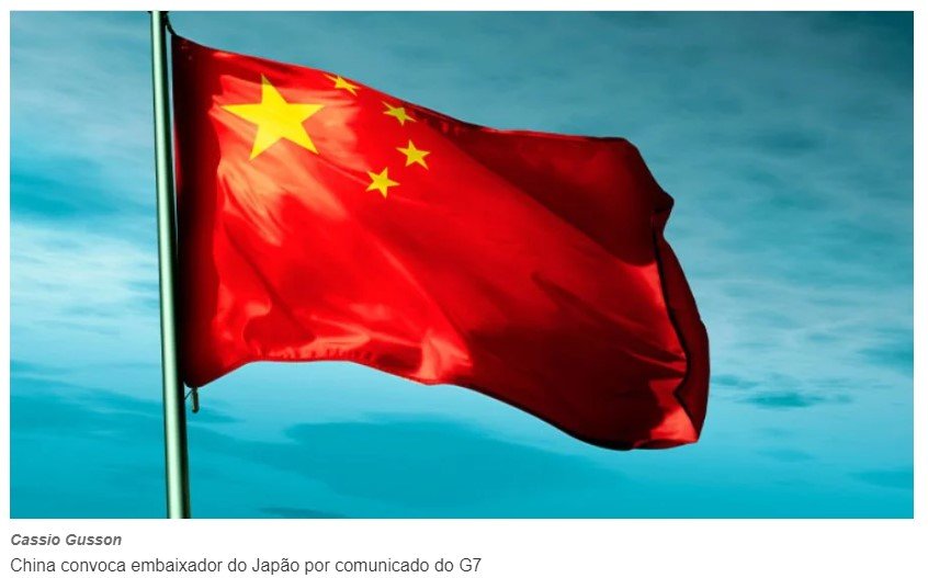 Após críticas do G7, China convoca embaixador do Japão