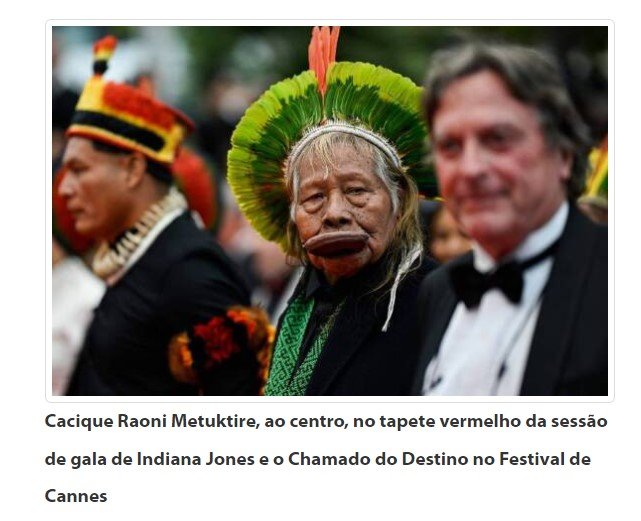 Cacique Raoni vai a Cannes e assiste ao novo 'Indiana Jones'