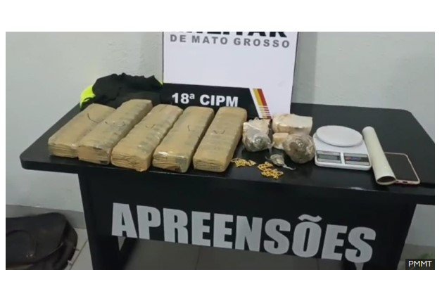 Dupla é presa pela PM com tabletes e porções de drogas em cidade de MT