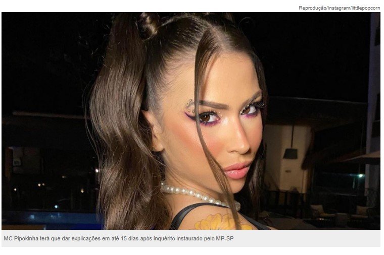 Ministério Público instaura inquérito para apurar shows de MC Pipokinha com menores de idade