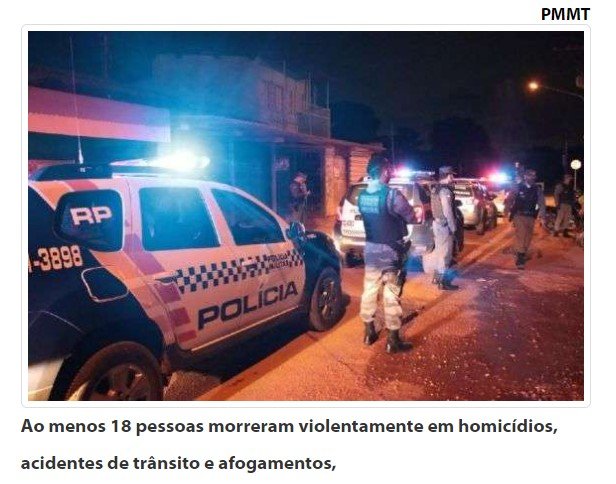 Fim de semana registra 18 mortes violentas em Mato Grosso