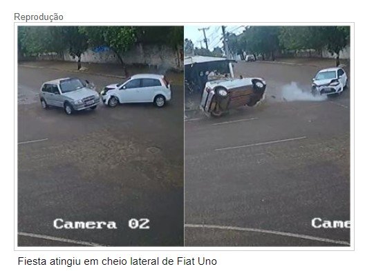 Câmera flagra colisão entre Fiesta e Uno em esquina de MT; veja