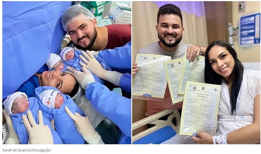 Mulher dá à luz quadrigêmeos em gravidez descoberta ao investigar tumor