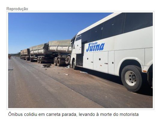 Motorista de ônibus morre ao atingir traseira de carreta em MT