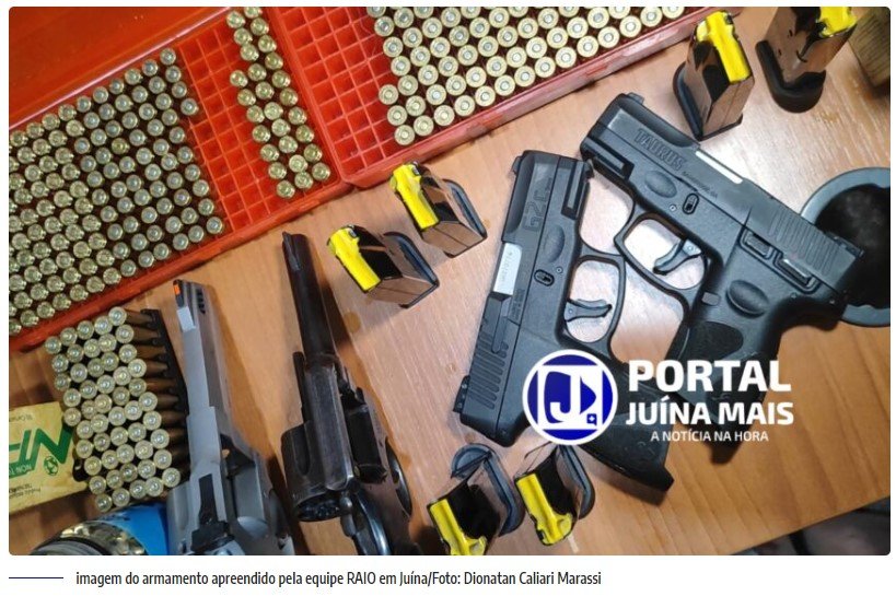 Homens são presos com grande quantidade de munições e várias armas após furarem sinal vermelho de semáforo em Avenida de Juína
