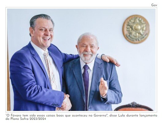 Lula elogia trabalho de Fávaro e reitera que não é preciso desmatar para aumentar produção