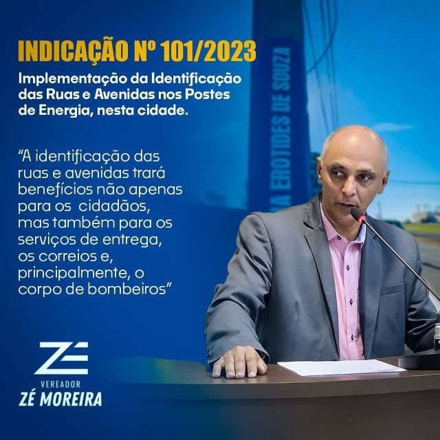 Presidente Câmara de Colíder apresenta projeto para identificação de ruas e avenidas.