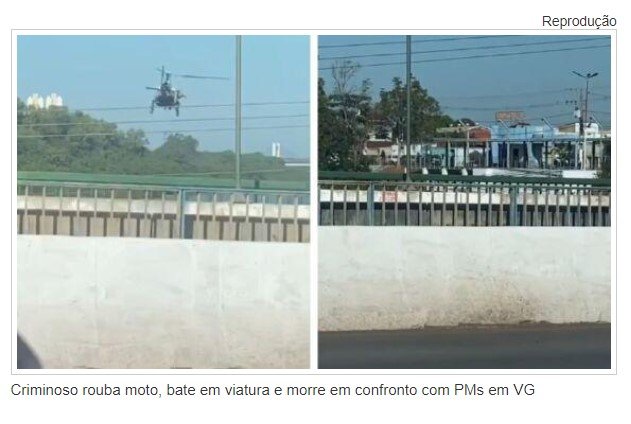Criminoso rouba moto, bate em viatura e morre em confronto com PMs em VG