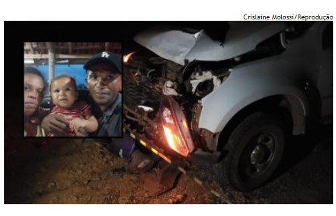 Pai, mãe e filho morrem após batida entre moto e caminhonete