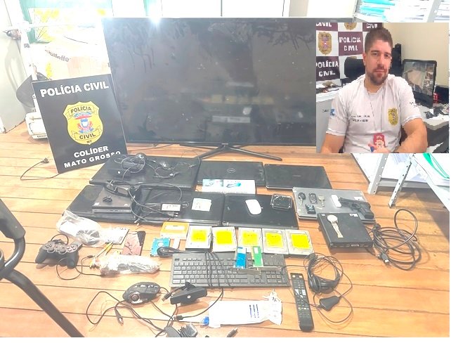 Dezenas de aparelhos eletrônicos são recuperados pela Polícia Civil de Colíder em casa de suspeito de receptação
