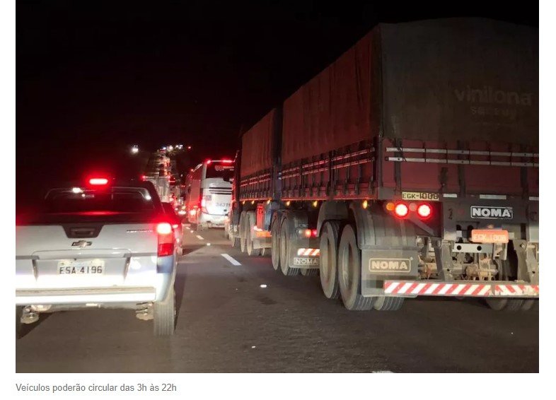 Caminhoneiros que transportam milho, soja e algodão poderão circular pela BR-163 em MT à noite