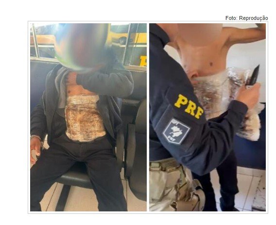 Homem é preso pela PRF com 3 kg de pasta base de cocaína enrolada no corpo dentro de ônibus em MT
