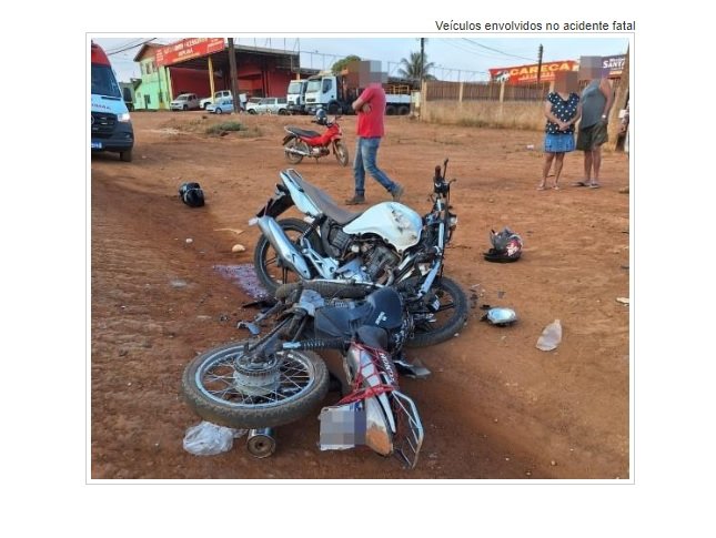 Colisão frontal entre duas motos mata rapaz em Aripuanã