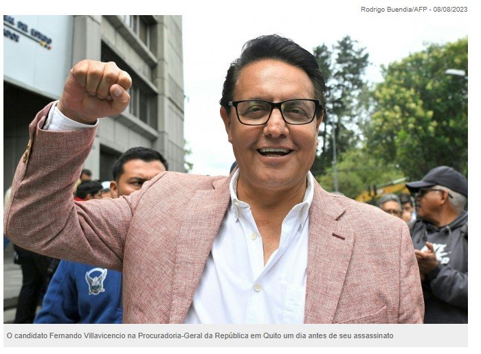 Candidato à presidência do Equador é morto a tiros após comício