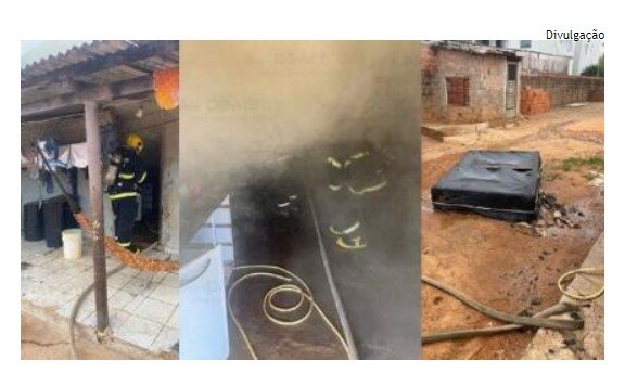 Criança brinca com isqueiro e coloca fogo em colchão no interior