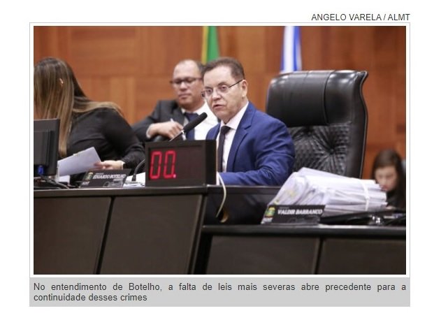 Botelho defende pena de morte para feminicidas: 'Tem que servir como exemplo'