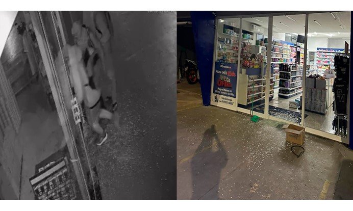 Quadrilha dos moletons em cidade de MT arromba farmácia, furta caixa e produtos; Mais de 10 comércios já foram arrombados