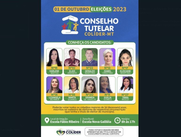 Próximo mês tem eleição para Conselheiros Tutelar; Colíder tem 10 candidatos na disputa.