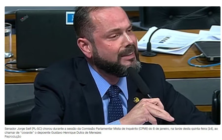 Senador chora em CPMI e chama general de 'covarde' por permitir prisão de pessoas acampadas após o 8 de janeiro
