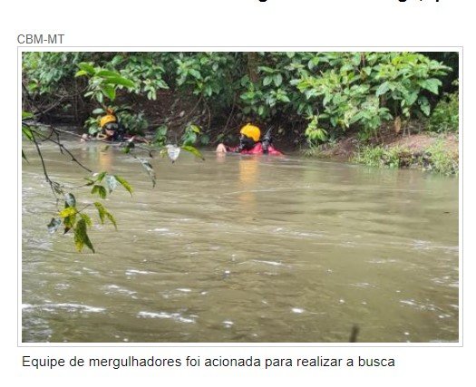 Menor morre afogado em rio em MT; amigo está desaparecido