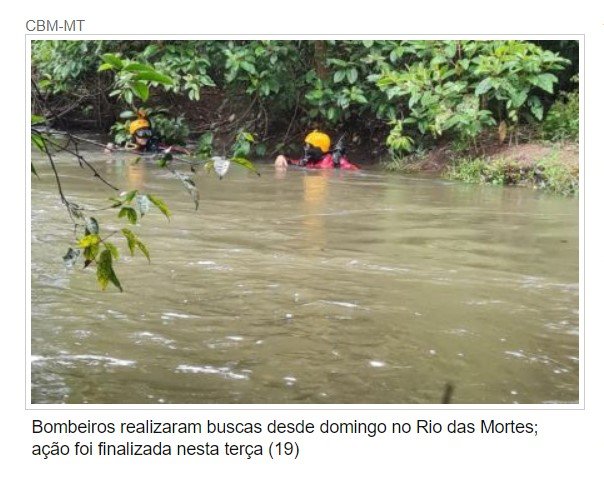 Bombeiros encontram corpo de 2º garoto no Rio das Mortes