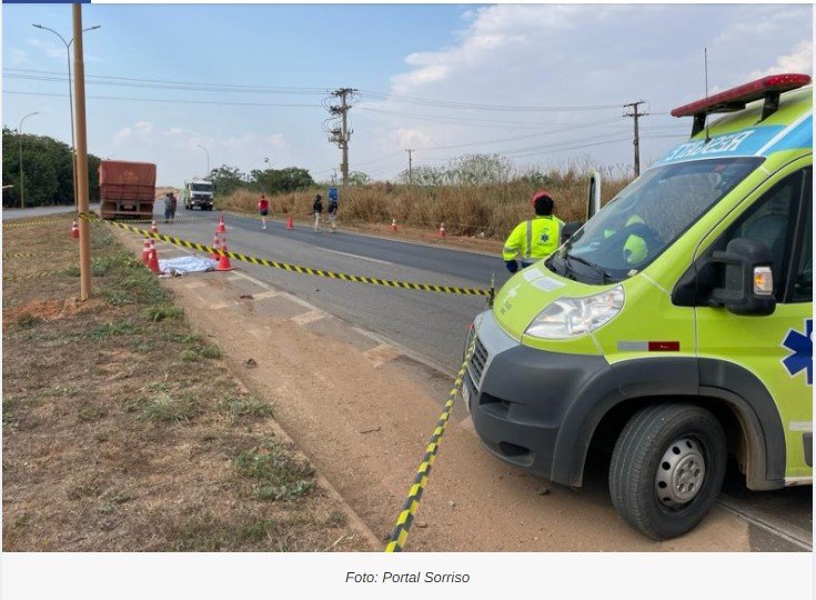 Mototaxista morre atropelado por carreta na BR-163 em Sorriso