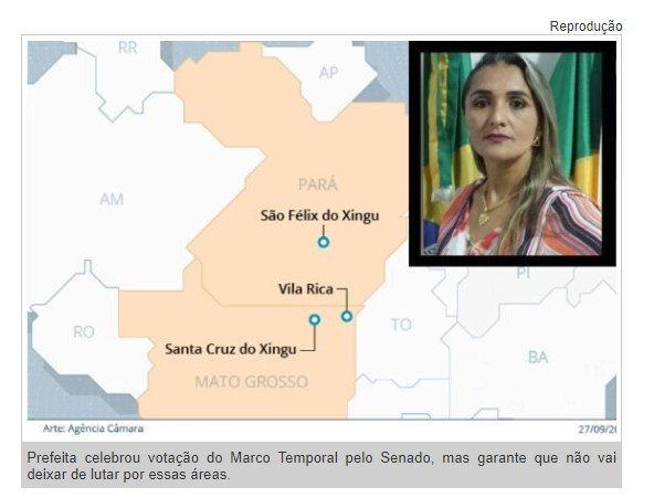 Município de Mato Grosso pode perder 42% do território em caso de demarcação de terra indígena, diz prefeita