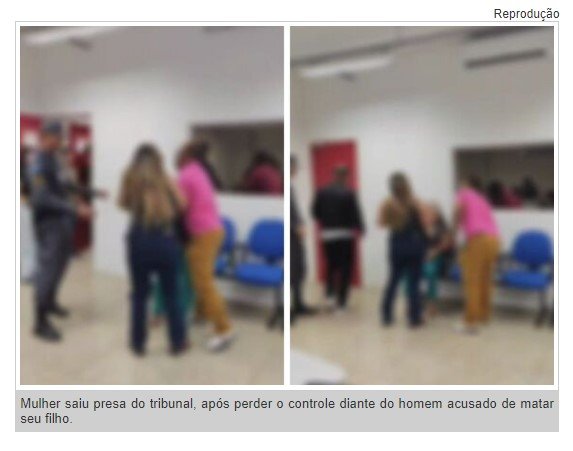 Mulher parte pra cima do acusado de matar o filho dela e acaba presa.