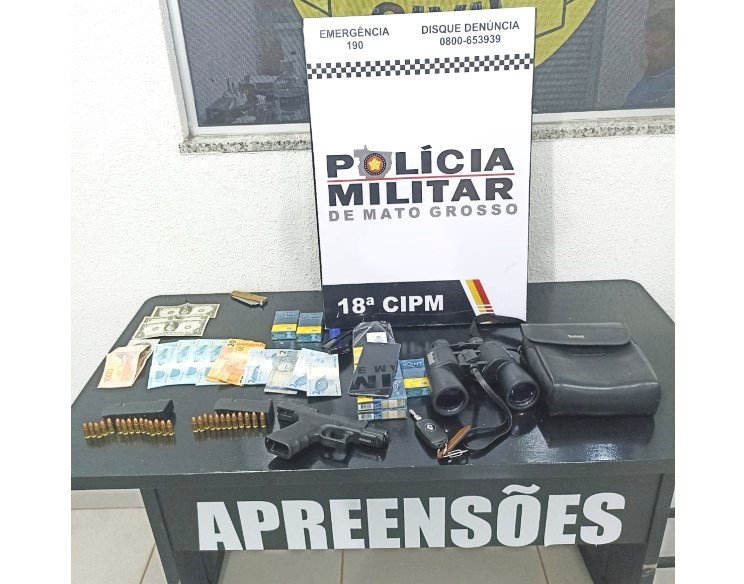 Ex marido sai do estado do Paraná e é preso armado com pistola e muitas munições em cidade de MT.