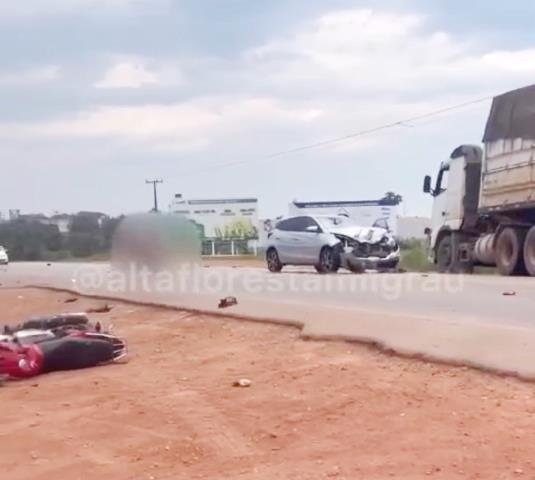 Motociclista sofre ferimentos e fratura exposta após colisão com veículo na MT-208 em Alta Floresta.
