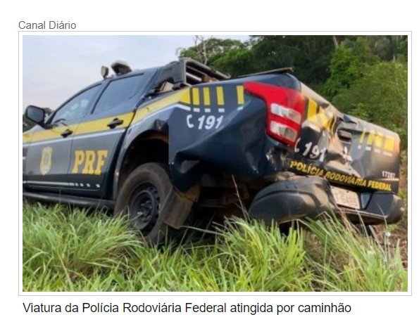 Agente da PRF é arremessado após viatura ser atingida por caminhão