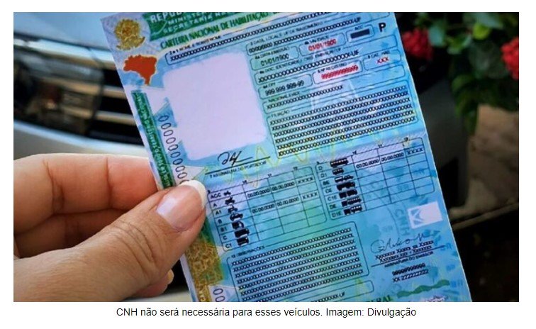 CNH não será mais exigida para esses veículos