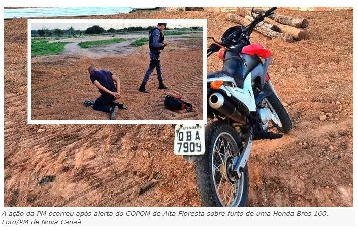 Polícia Militar de Nova Canaã do Norte age rápido e detém suspeito de furto de motocicleta
