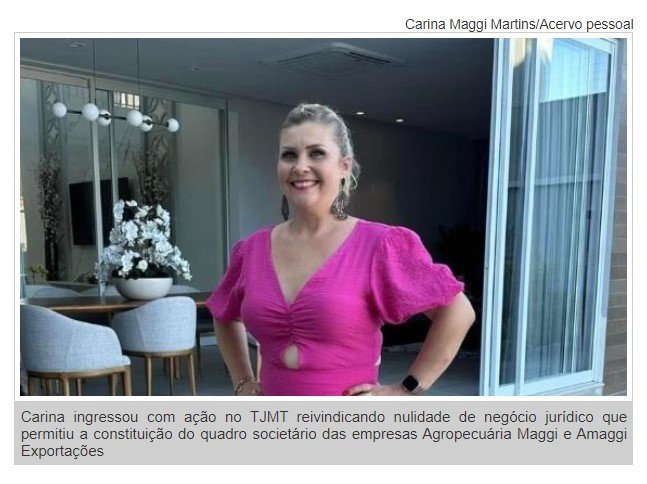 Justiça acata pedido de irmã de Maggi e proíbe mudanças no quadro societário de empresas da família