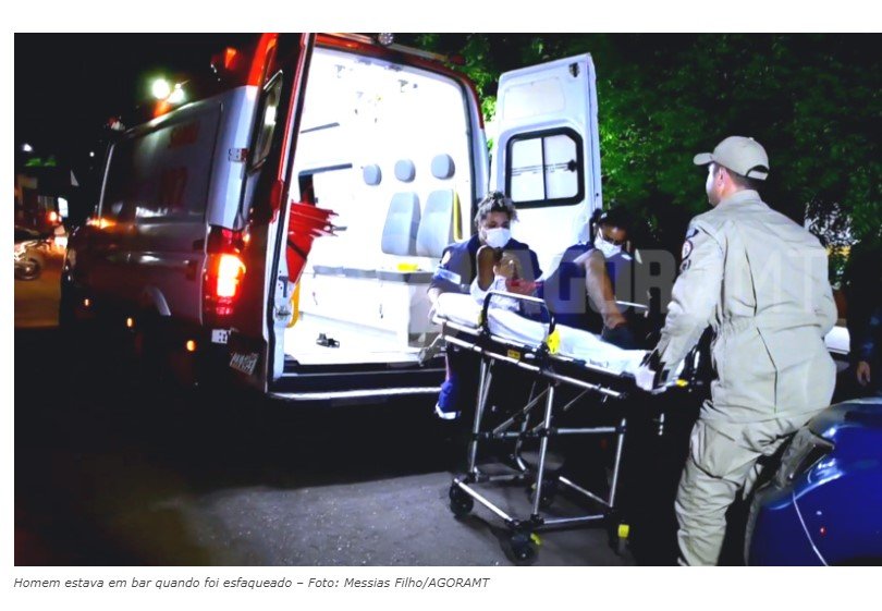 Polícia Civil procura suspeito que esfaqueou homem em bar na área central de Rondonópolis, vitima morreu.