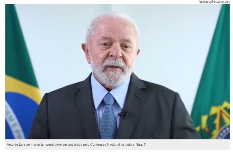 Lula admite possibilidade de veto ao marco temporal ser derrubado