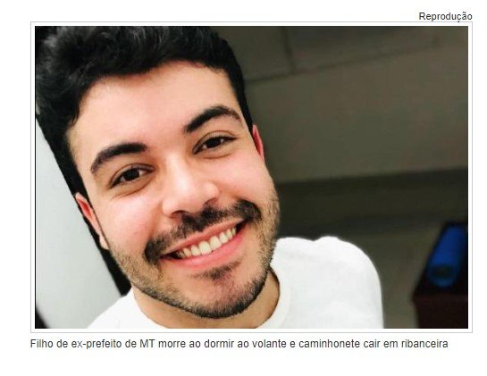 Filho de ex-prefeito de MT morre ao dormir ao volante e caminhonete cair em ribanceira