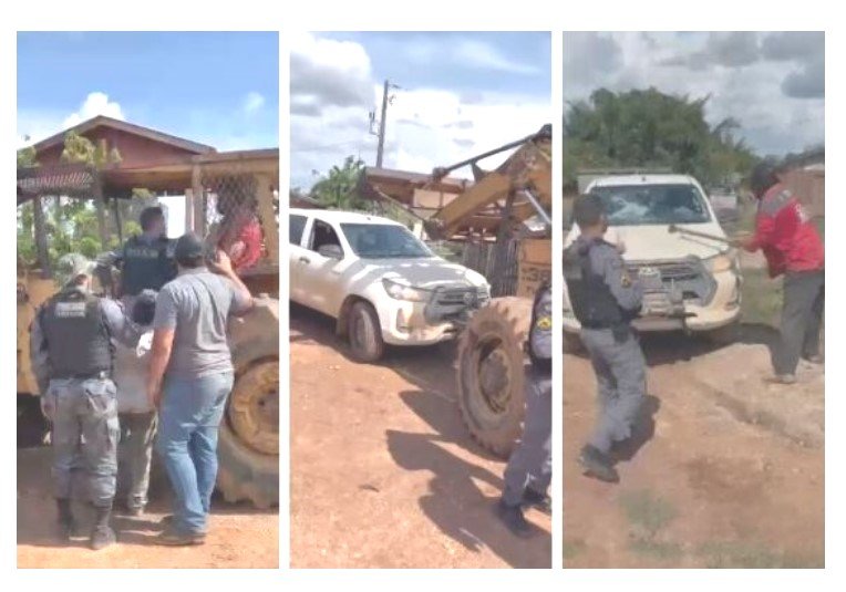 Fazendeiro surta ao ver maquinário sendo apreendido e destrói viaturas da Sema; veja vídeo