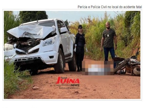 Motociclista de 29 anos morre em colisão frontal com camionete na zona rural de Juína