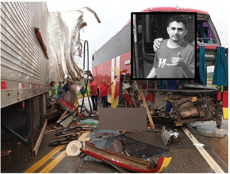Lucas-Sorriso: Identificada vítima fatal de acidente entre carreta e ônibus, na BR-163, que deixou uma pessoa morta e duas feridas