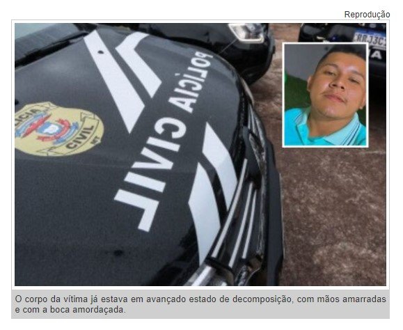 Corpo de jovem é encontrado amordaçado e com braços amarrados em matagal